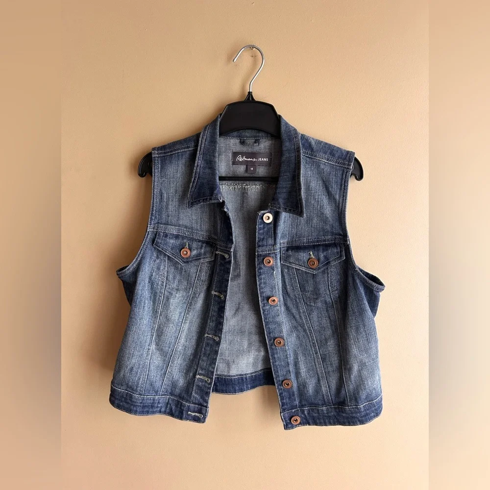 Cotton denim vest - Picture 3 of 11